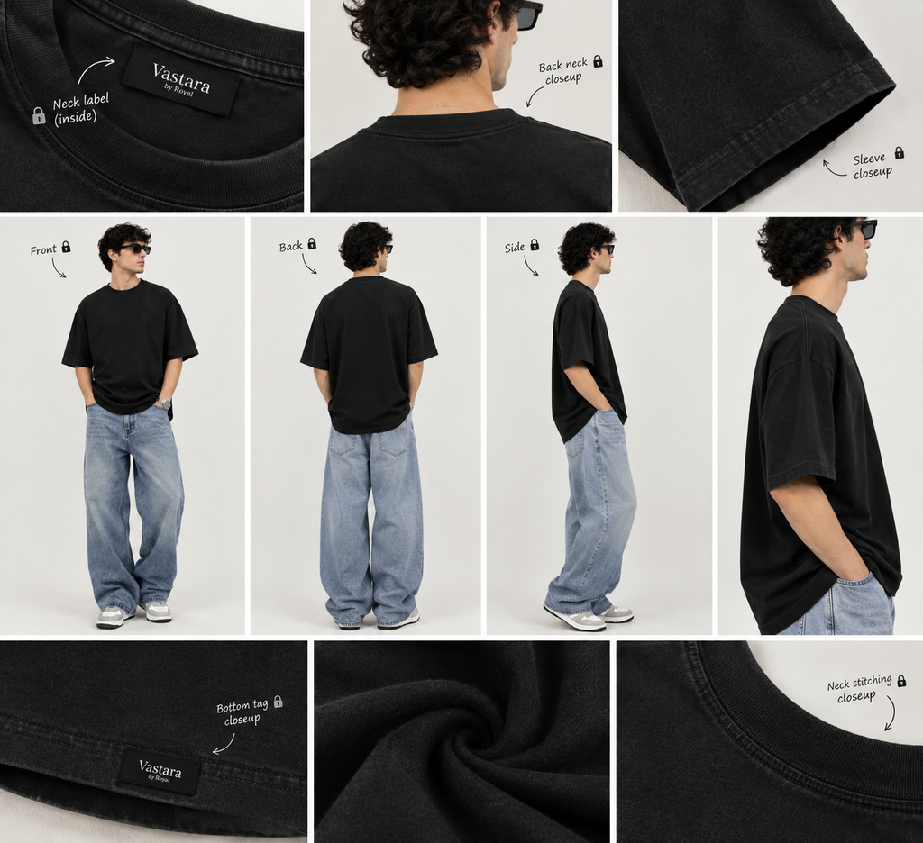 Black Minimal Tshirt for Men