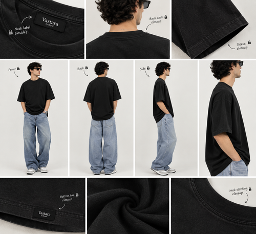 Black Minimal Tshirt for Men