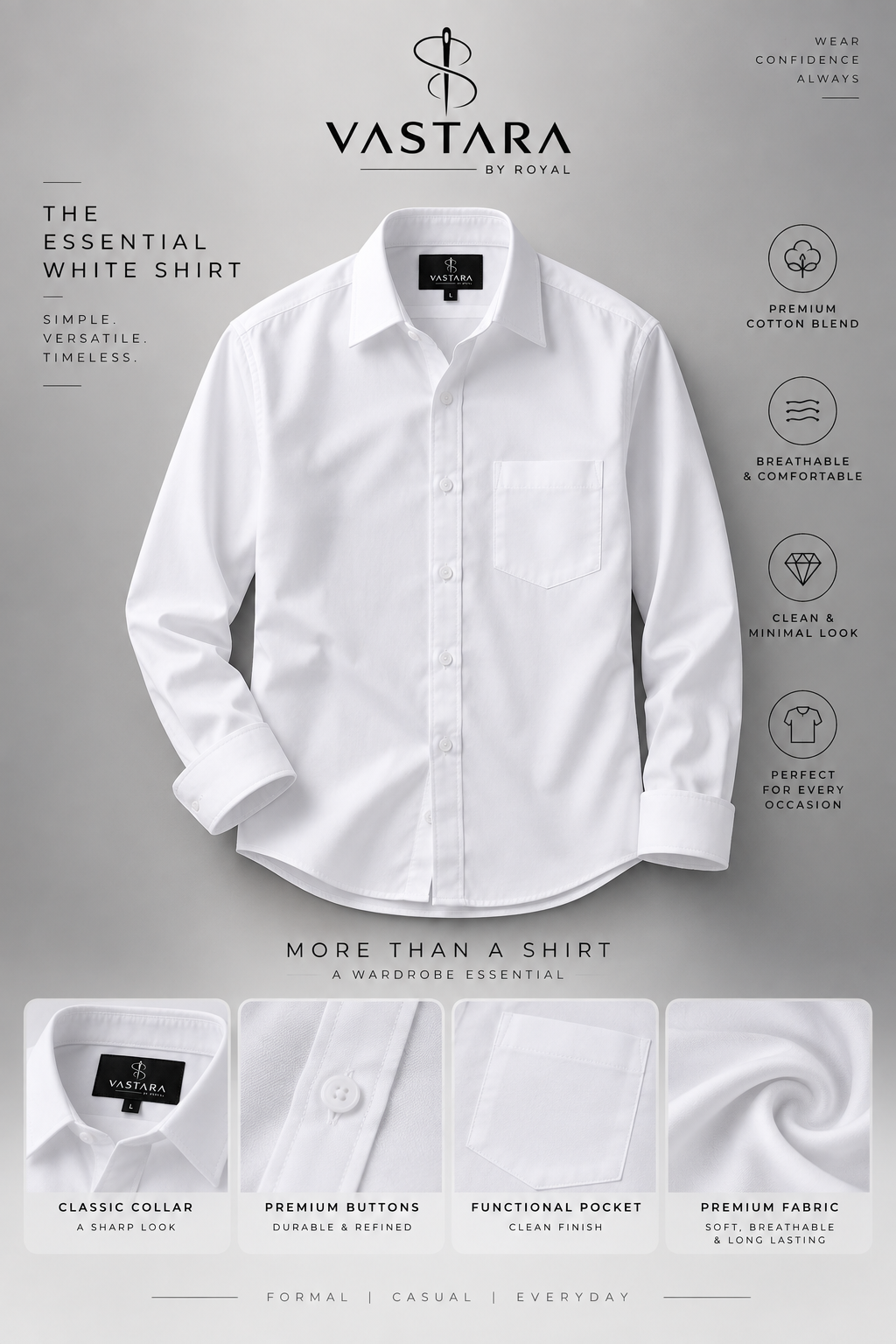 VASTARA Classic White Shirt