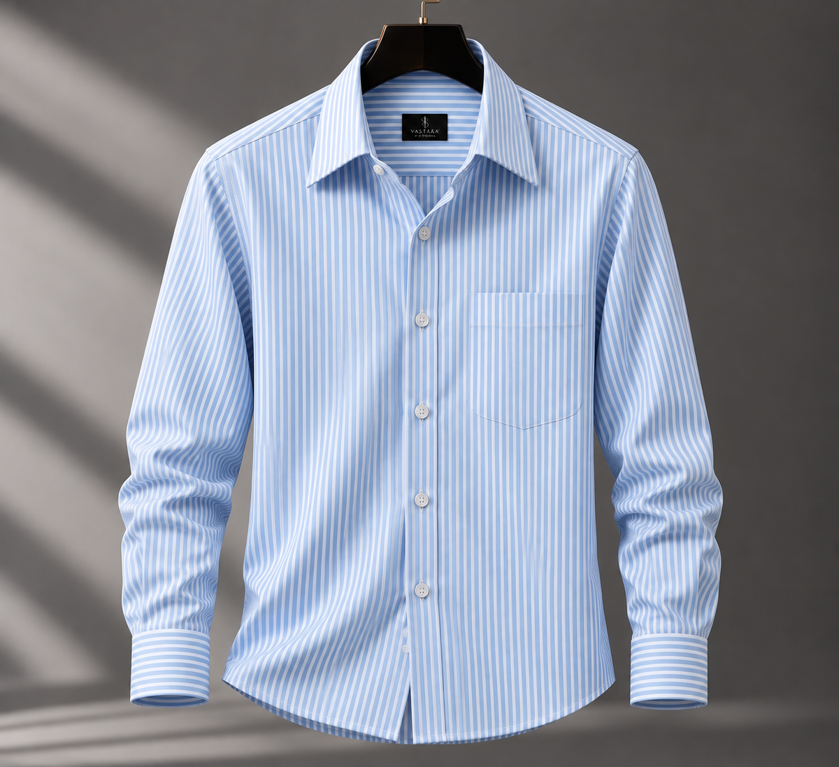 VASTARA by Royal™ – Sky Blue Striped Premium Casual Shirt