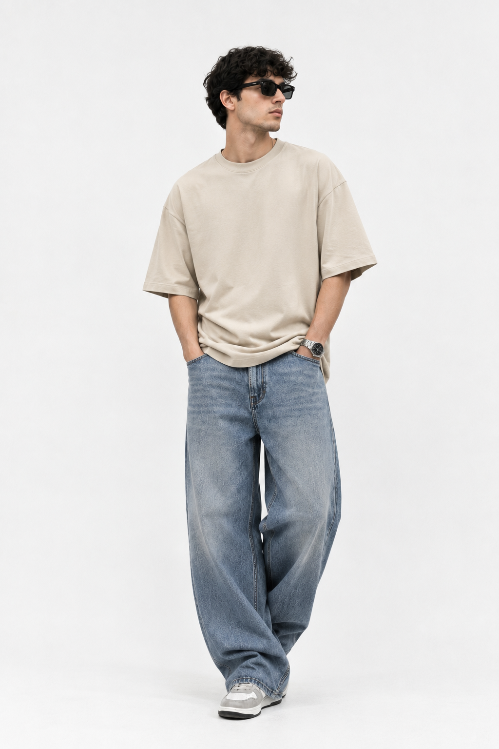 Beige Minimal Tshirt for Men