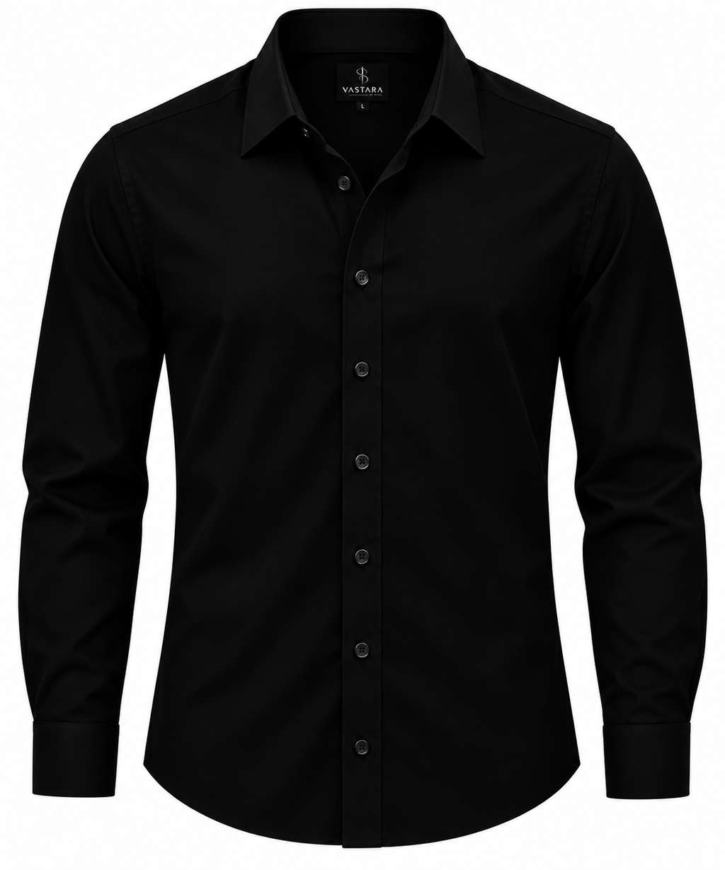 VASTARA  Black Premium Formal Shirt | Sharp Fit & Luxury Finish