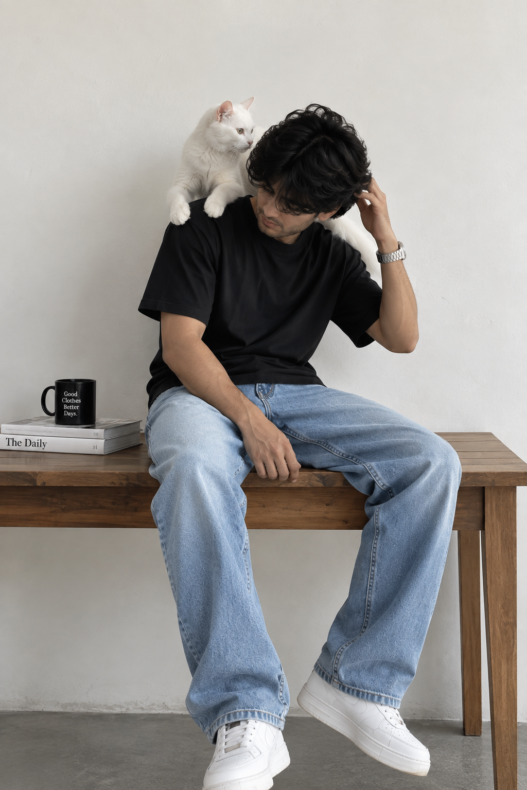 VASTARA Relaxed Denim Jeans — Light Blue