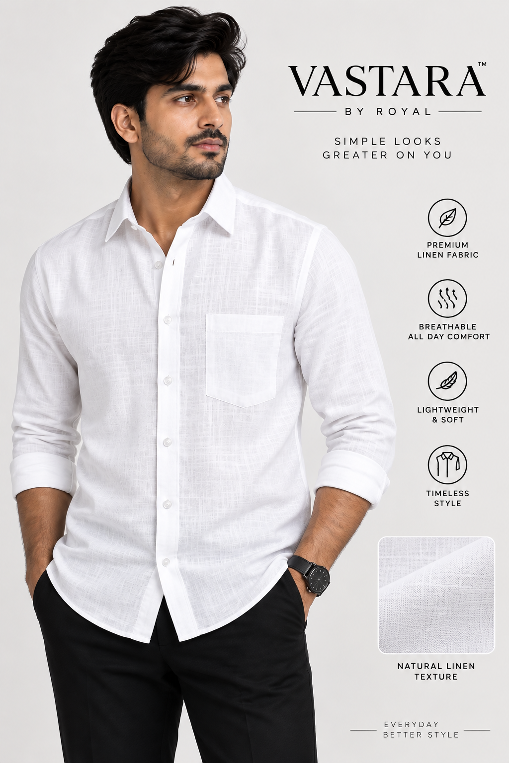 White Linen Shirt for Men – Formal & Casual Wear