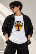 Nature Never Lies Tree Sunset Graphic Oversized T-Shirt – White